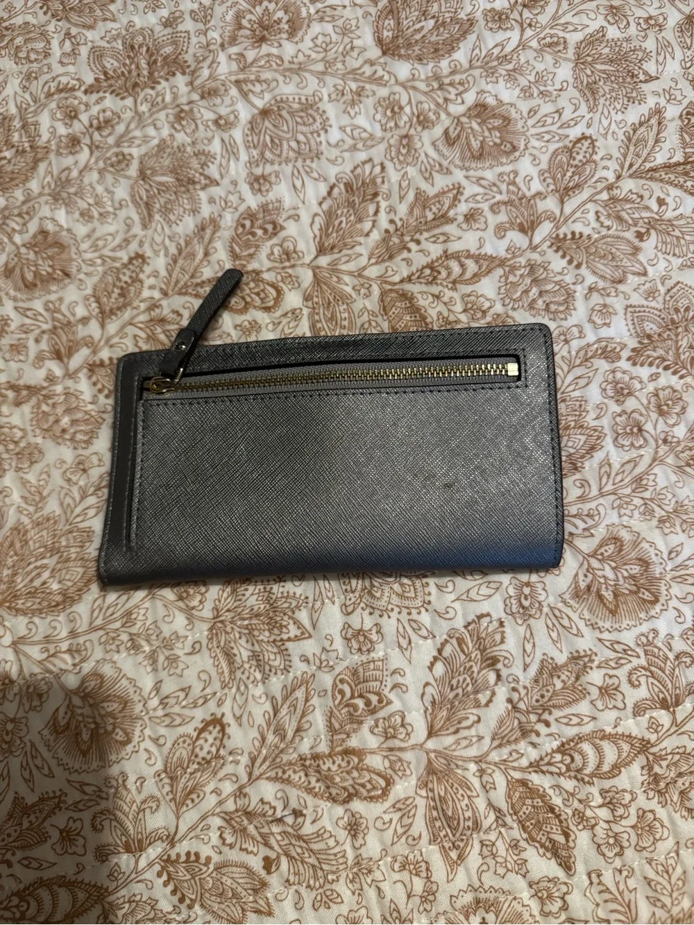 kate spade Metallic Gray Saffiano Leather Continental Wallet